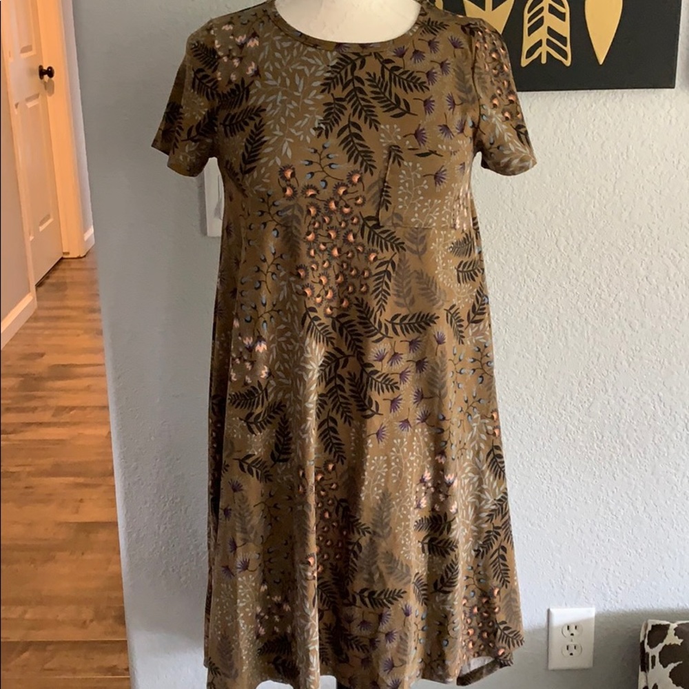 Brown foliage print Carly dress